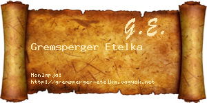 Gremsperger Etelka névjegykártya